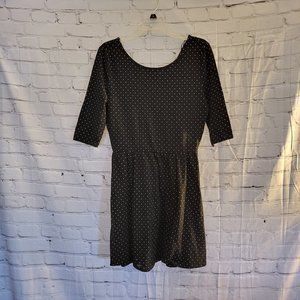 BONGO, Juniors Size XL, Black White Polka Dot Dress 3/4 Sleeves